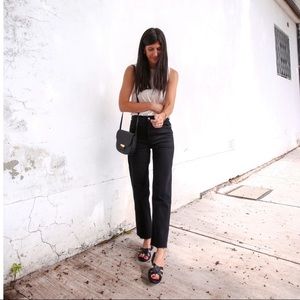 NWT ZARA Z1975 HIGH RISE STRAIGHT JEANS BLACK